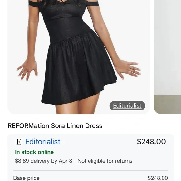 Reformation Black Linen Dress NWT - Picture 2 of 9